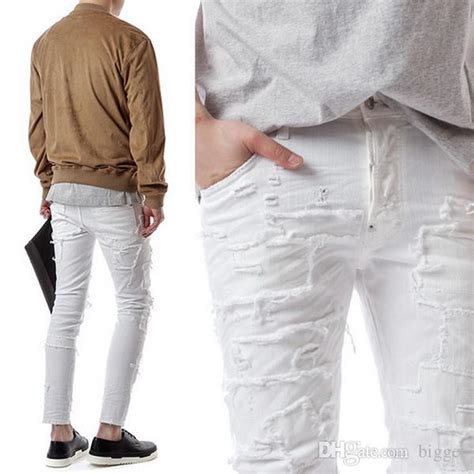 white damage jeans